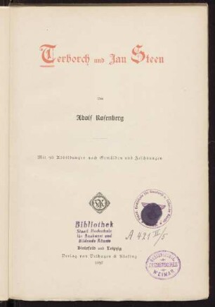Terborch und Jan Steen : mit 95 Abb. nach Gemälden und Zeichn.