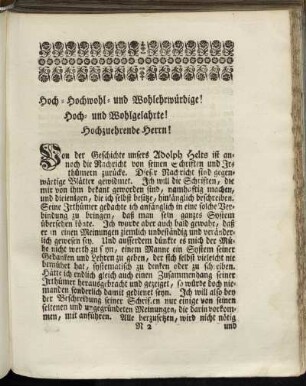 Hoch-Hochwohl- und Wohlehrwürdige!