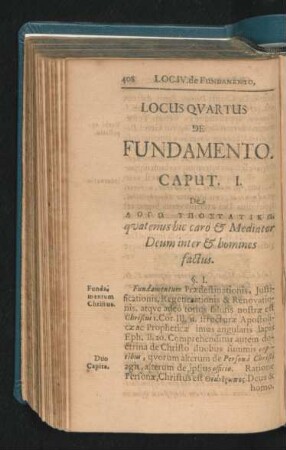 Caput I. De ... quatenus hic caro & Mediator Deum inter & homines factus.