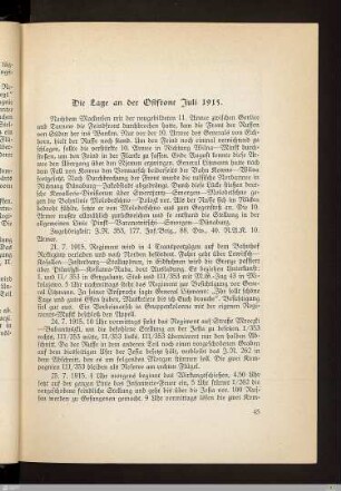 Die Lage an der Ostfront Juli 1915