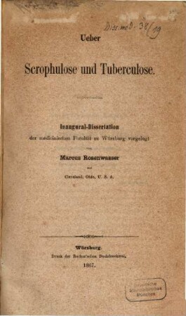Ueber Scrophulose und Tuberculose