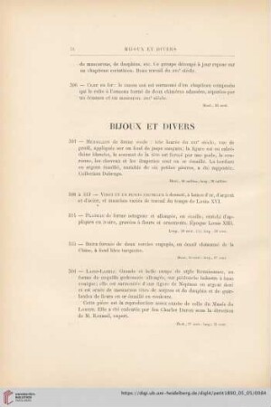 Bijoux et Divers (Nr. 307 - 316)