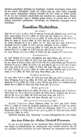 Aus dem Leben des Malers Friedrich Wasmann.
