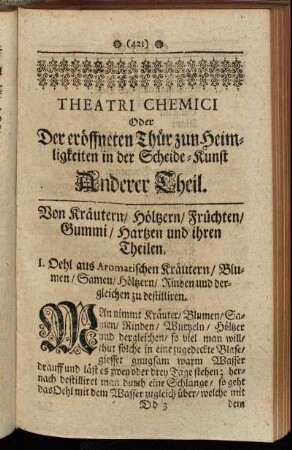 Anderer Theil. Von Kräutern/ Höltzern/ Früchten/ Gummi/ Hartzen und ihren Theilen.