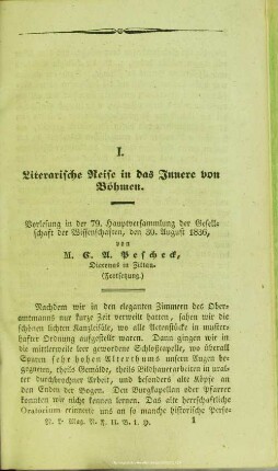 Literarische Reise in das Innere von Böhmen : (Fortsetzung)