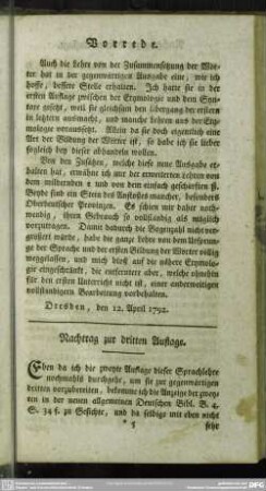 Nachtrag zur dritten Auflage