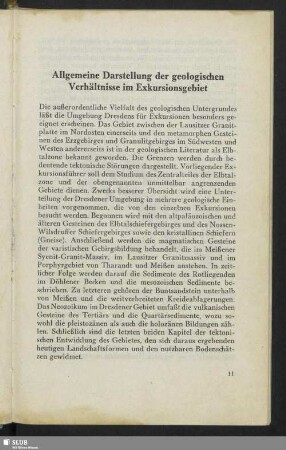 Allgemeine Darstellung der geologischen Verhältnisse im Exkursionsgebiet