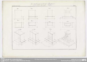 Taf. 8. Geometrische und isometrische Projectionen rechtwinklich begränzter Körper