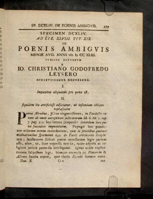 289-309, Spec. 644. De Poenis ambiguis