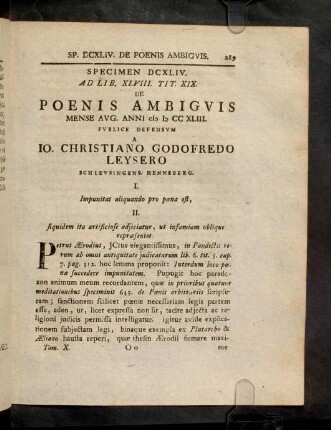 289-309, Spec. 644. De Poenis ambiguis