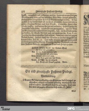 Ein und zwantzigste Paßions-Predigt.