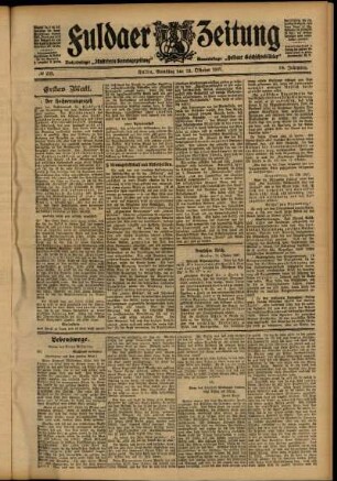 Erste Ausgabe vom Samstag, den 12. Oktober 1907.