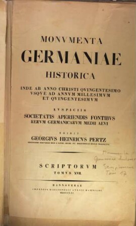 Monumenta Germaniae Historica : inde ab anno Christi quingentesimo usque ad annum millesimum et quingentesimum, 17. Annales aevi Suevici