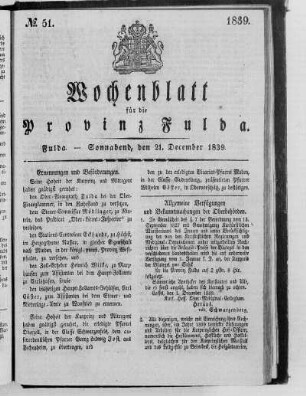 No. 51, Ausgabe vom 21. Dezember 1839