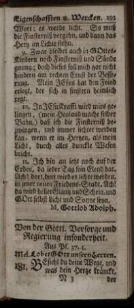 Von der Göttl. Vorsorge und Regierung insoderheit