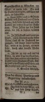 Von der Göttl. Vorsorge und Regierung insoderheit