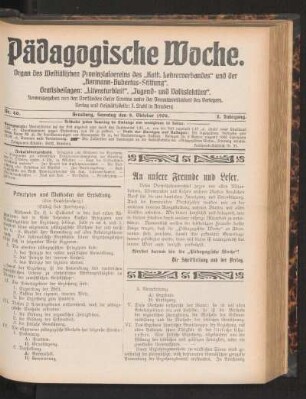 Prinzipien und Methoden der Erziehung : (eine Buchbesprechung) ; (Schluß statt Fortsetzung)