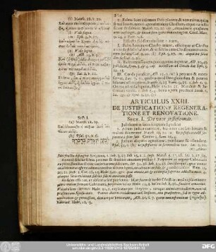 Articulus XXIII. De Iustificatione Regeneratione Et Renovatione.