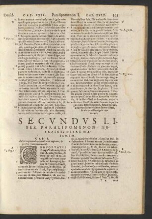 Secvndvs Liber Paralipomenon: Hebraice, Dibre Haiamim.