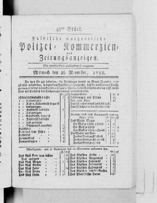 48tes Stück., Ausgabe vom 26. November 1788