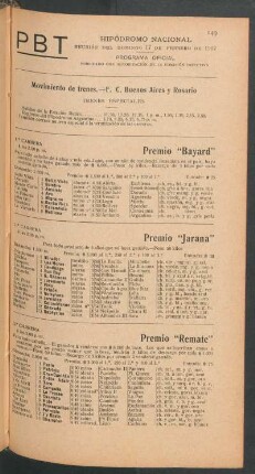 Hipódromo Nacional - Reunión del Domingo 17 de Febrero de 1907 - Programa oficial