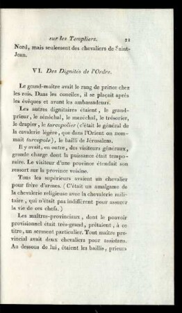 VI. Des Dignités de l'Ordre.