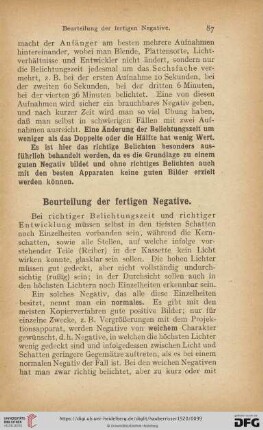 Beurteilung der fertigen Negative