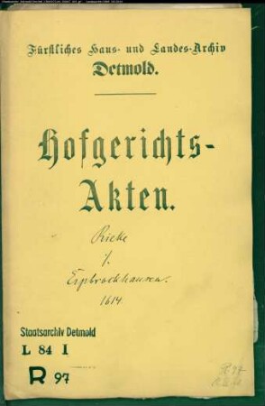 Rieke (Delwich), Gottschalk gegen Johann Erpbrockhausen - Schuldforderung