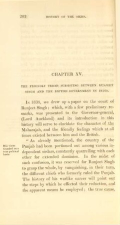 Chapter XV. The friendly terms subsisting between Runjeet Singh ...
