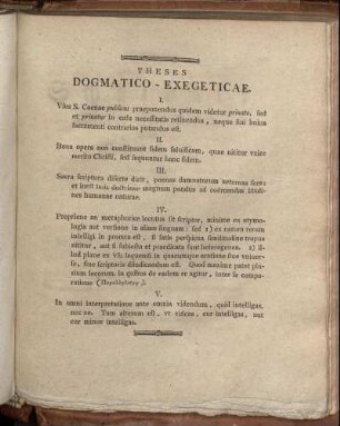 Theses Dogmatico - Exegeticae.