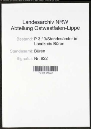 Heiratsregister Standesamt Büren