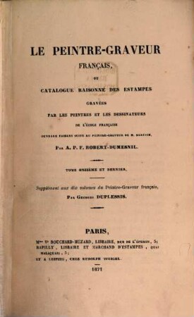 Le Peintre-graveur français : ou catalogue raisonné des estampes gravées par les peintres et les dessinateurs de l'école française, 11