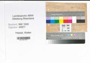 Entnazifizierung Walter Hassel, geb. 17.12.1904 (Schlosser)