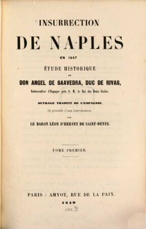 Insurrection de Naples en 1647 étude historique : etude historique. 1
