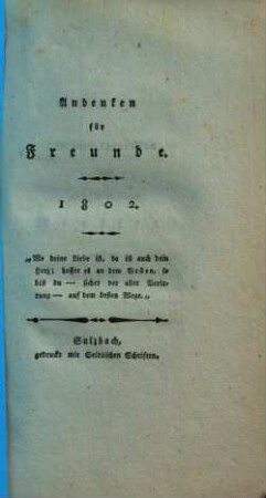 Andenken für Freunde. 1802