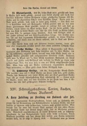 XIV. Schmalzgebackenes, Torten, Kuchen, kleines Backwerk