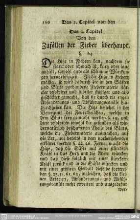Das 2. Capitel. Von den Zufällen der Fieber überhaupt