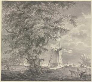 Windmühle bei einem Eichbaum
