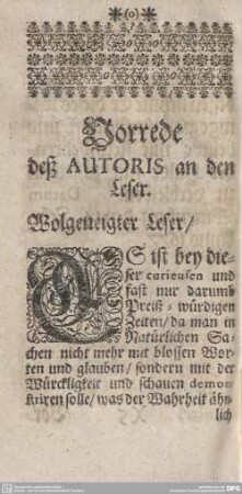 Vorrede deß AUTORIS an den Leser.