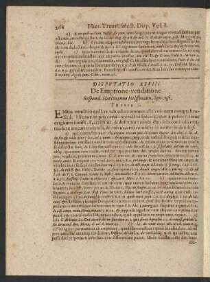 Disputatio XXVIII. De Emptione-venditione