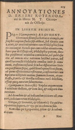 In Librum Primum.