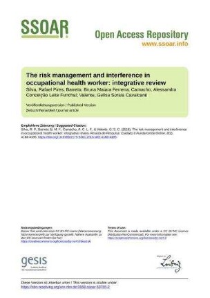 The risk management and interference in occupational health worker: integrative review