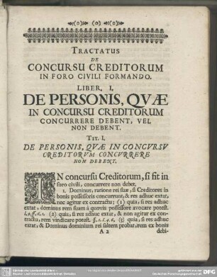 Liber I. De Personis, Quae In Concursu Creditorum Concurrere Debent, Vel Non Debent