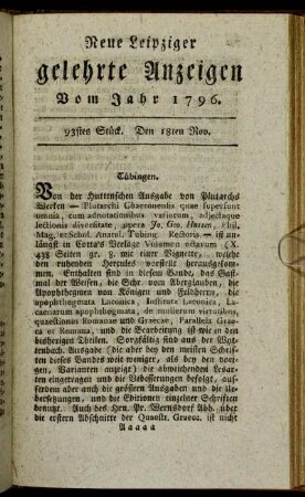 93stes Stück. Den 18ten Nov.