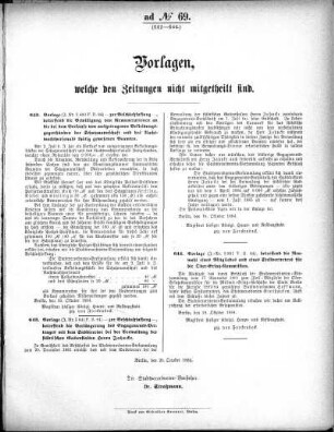 Anlage: ad No.69 (642-644), Vorlagen, welche den Zeitungen nicht mitgeteilt sind