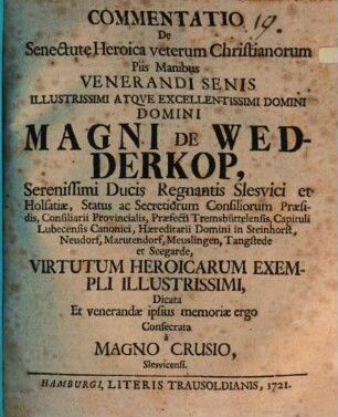 Commentatio de senectute heroica veterum Christianorum