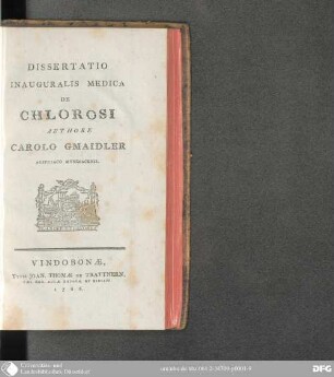 Dissertatio inauguralis medica de chlorosi