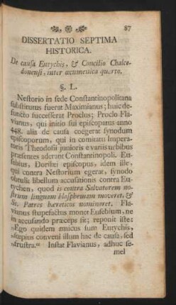 Dissertatio Septima Historica. De causa Eutychis, & Concilio Chalcedonensi, inter oecumencia quarto