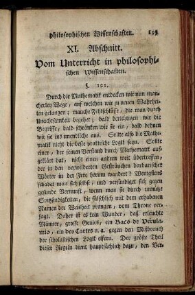 XI. Abschnitt. Vom Unterricht in philosophischen Wissenschaften.