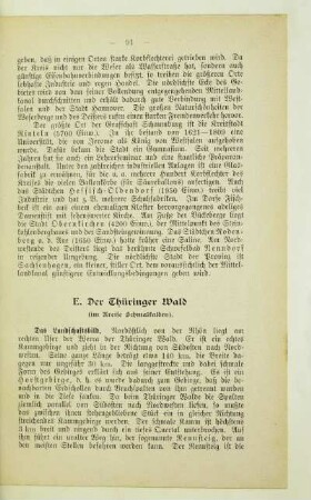 E. Der Thüringer Wald (im Kreise Schmalkalden)